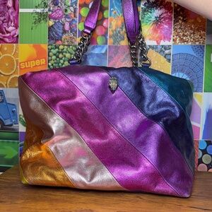 Kurt Geiger Rainbow Metallic Leather ‘Kensington’ Shoulder Bag – Bold & Beautifu